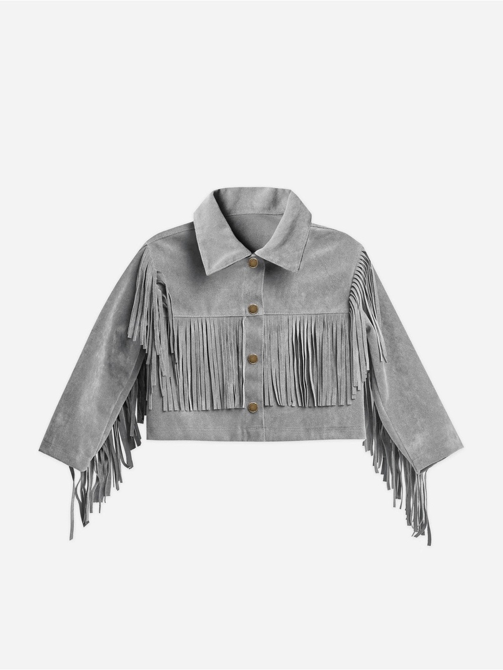 Rylee + Cru women’s suede fringe dusty blue jacket